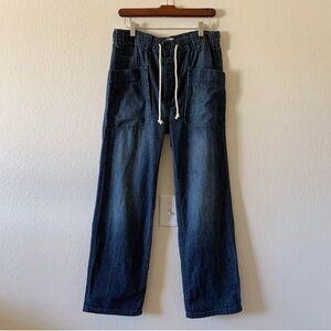 Free People We The Free Rockwell Slouchy Pants Jeans Blue XS Cotton Hemp